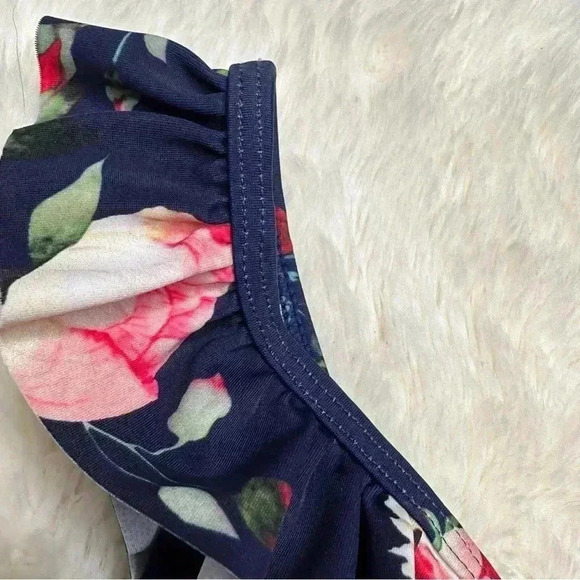 Cupshe Ruffled Bikini  Set Floral Blue / White / Pink Size Small - Picture 5 of 16
